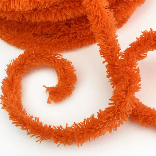 Wired Yarn Trim in Orange ~ Soft and Fluffy ~ 1 yd.